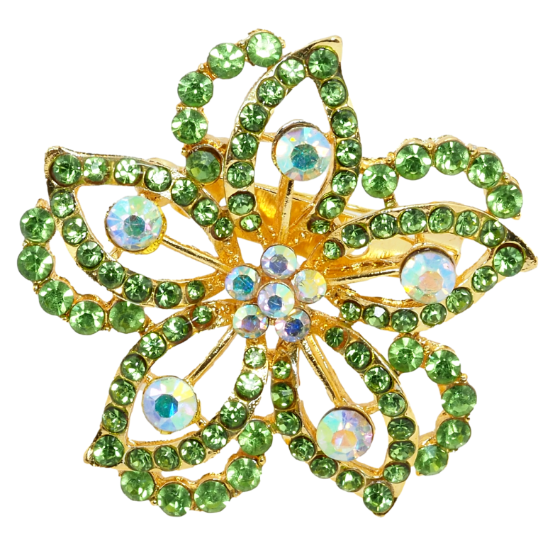 Брошка Квітка із зеленими стразами фото №1 Брошка Квітка із зеленими стразами фото №1