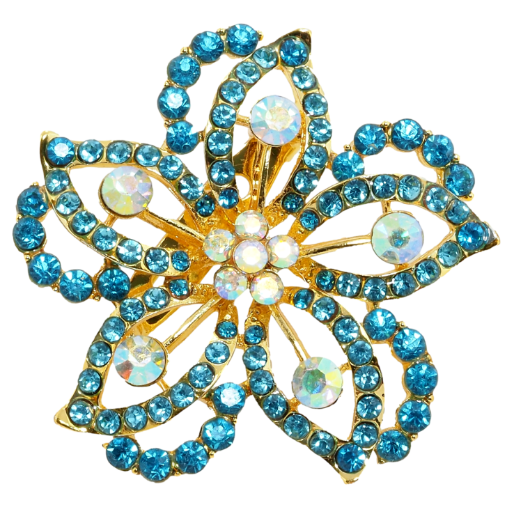 Брошь Цветок с бирюзовыми стразами фото №11 Брошь Цветок с бирюзовыми стразами фото №11