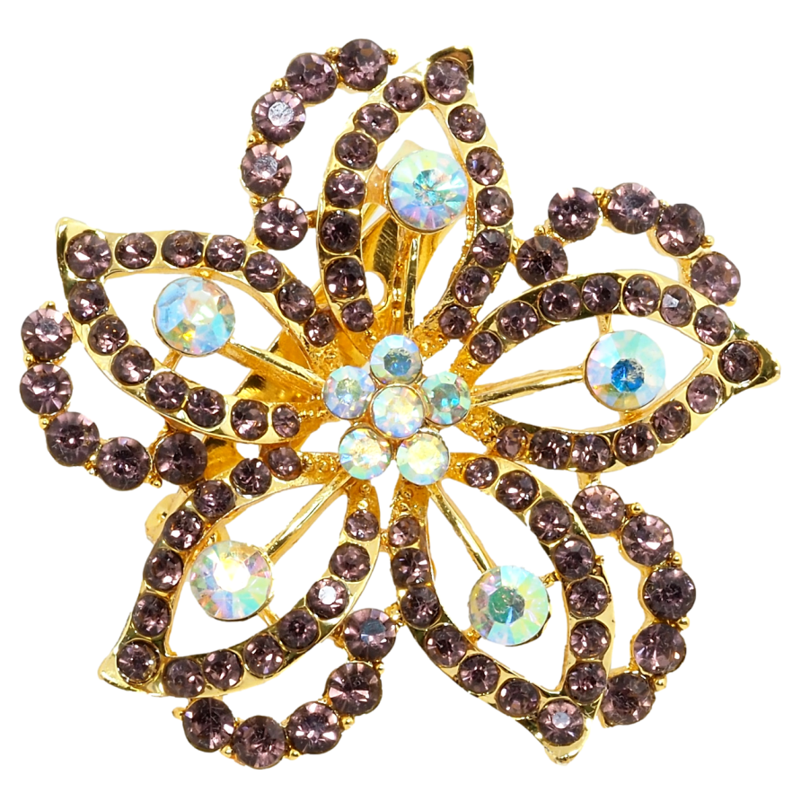 Брошь Цветок с бордовыми стразами фото №1 Брошь Цветок с бордовыми стразами фото №1