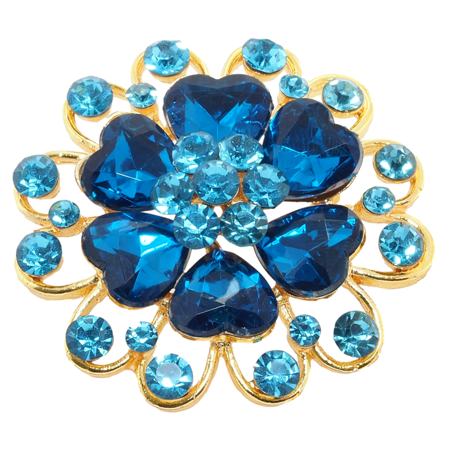 Брошка Квітка з бірюзовими стразами фото №1 Брошка Квітка з бірюзовими стразами фото №1