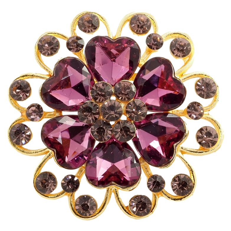 Брошь Цветок с бордовыми стразами фото №1 Брошь Цветок с бордовыми стразами фото №1