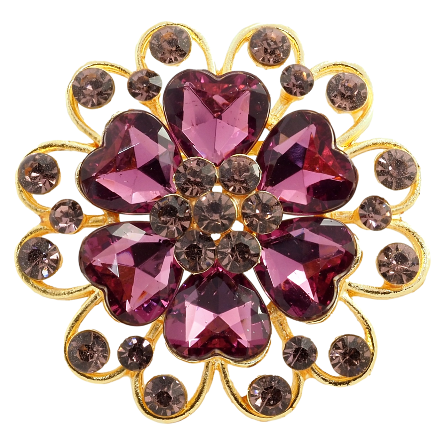 Брошь Цветок с бордовыми стразами фото №1 Брошь Цветок с бордовыми стразами фото №1