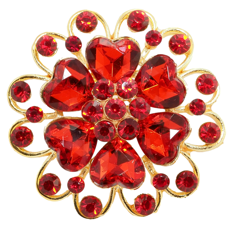 Брошка Квітка з червоними стразами фото №23