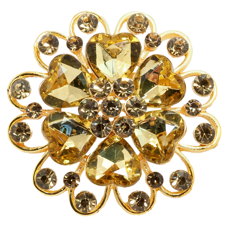 Брошка Квітка із золотистими стразами фото №3 Брошка Квітка із золотистими стразами фото №3