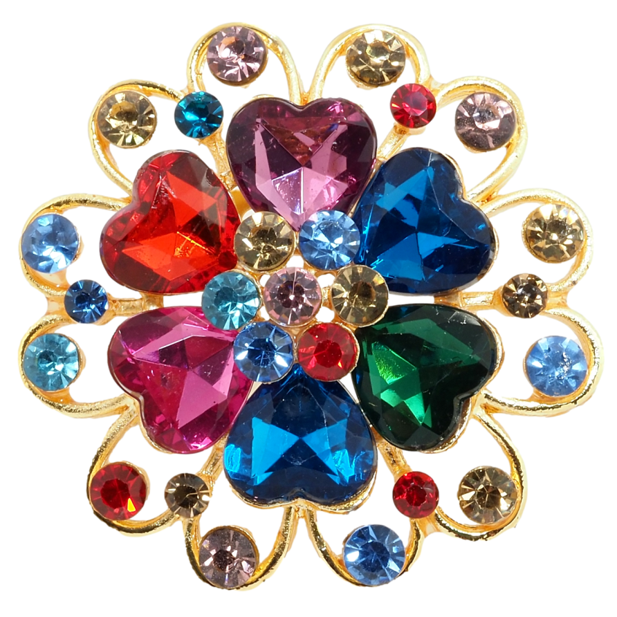 Брошь Цветок с разноцветными стразами фото №1