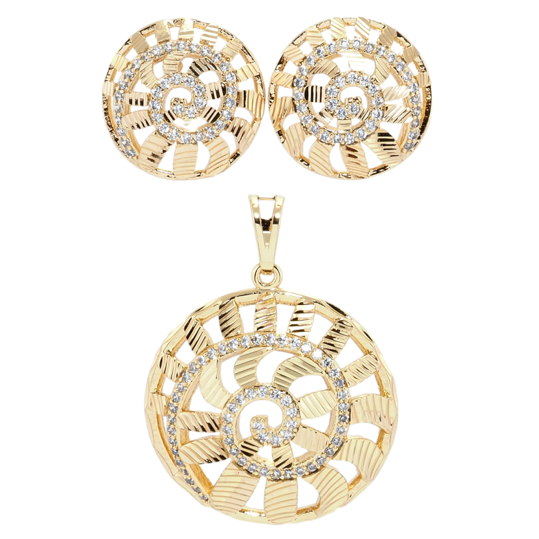 Набор Xuping Позолота 18K Серьги Кулон Спиральные круги ø 18мм и 29мм фото №1