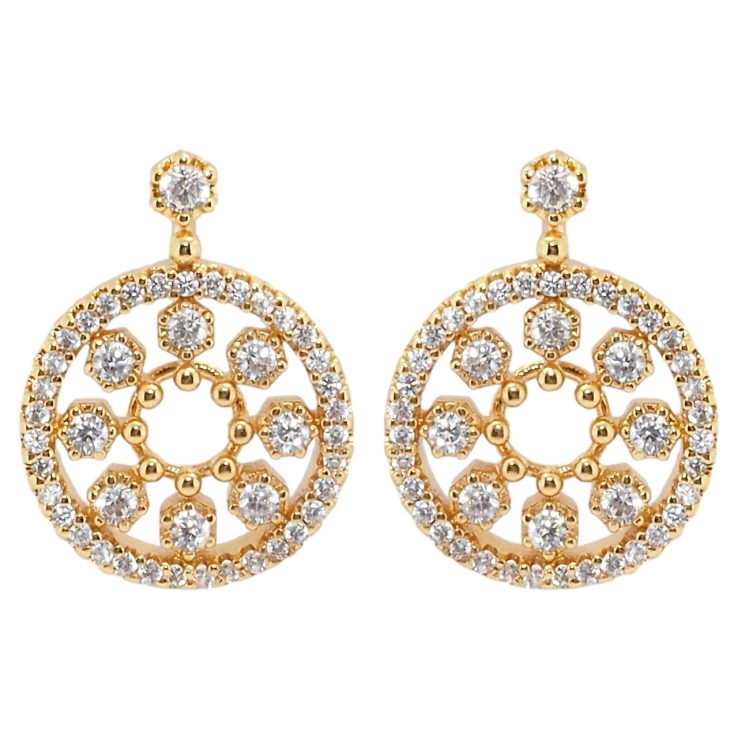 Сережки Xuping Позолота 18K пусети колечка з візерунком цирконієм фото №6