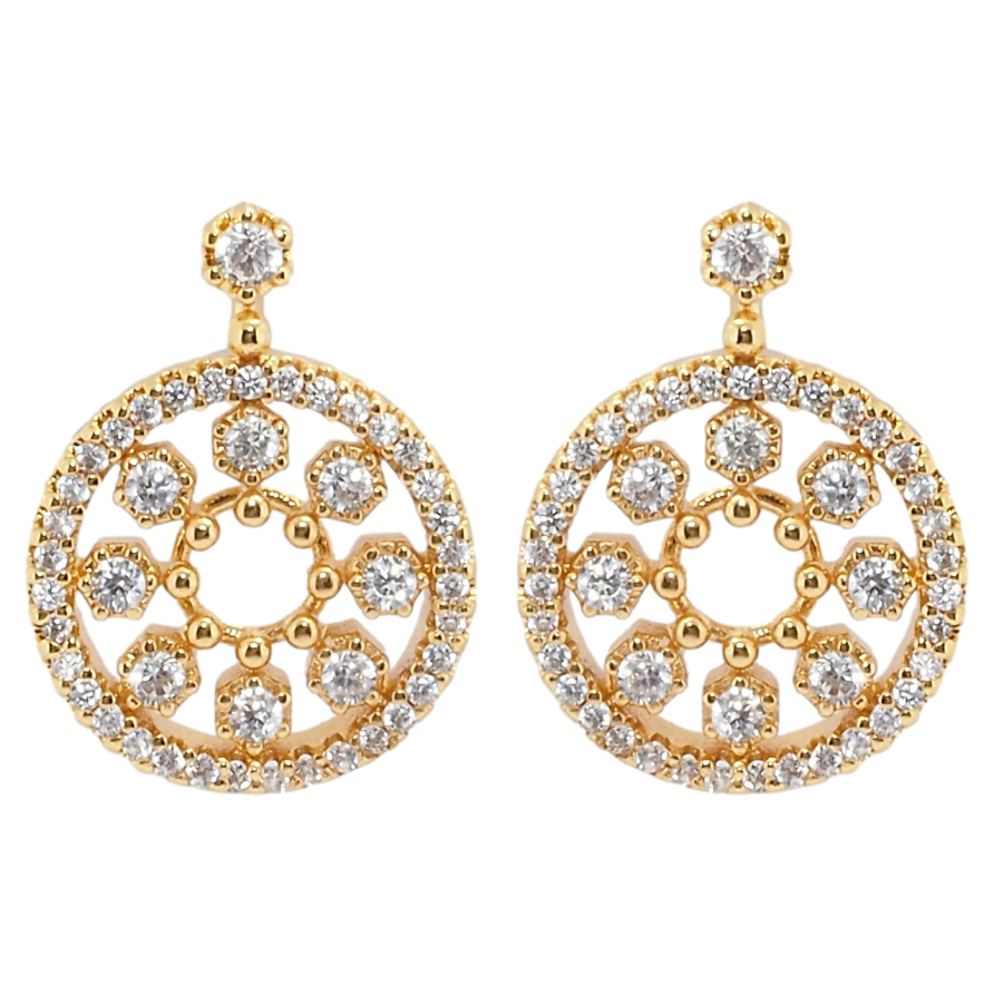 Сережки Xuping Позолота 18K пусети колечка з візерунком цирконієм фото №1