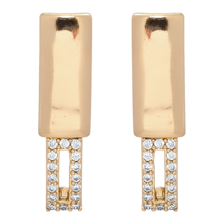 Сережки Xuping Позолота 18K пусети Прямокутники з цирконієм фото №1