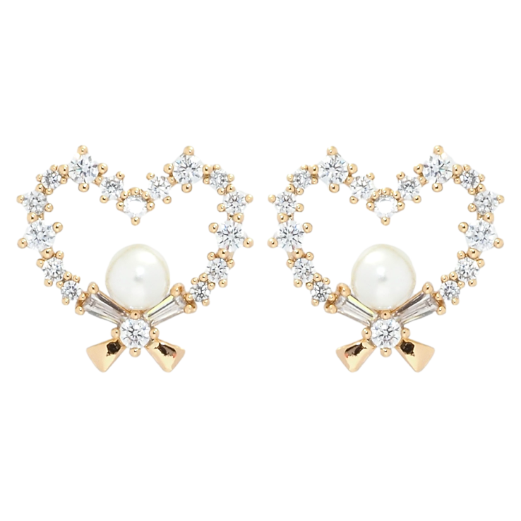 Серьги Xuping Позолота 18K пусеты Сердечки с цирконием и жемчугом фото №24 Серьги Xuping Позолота 18K пусеты Сердечки с цирконием и жемчугом фото №24