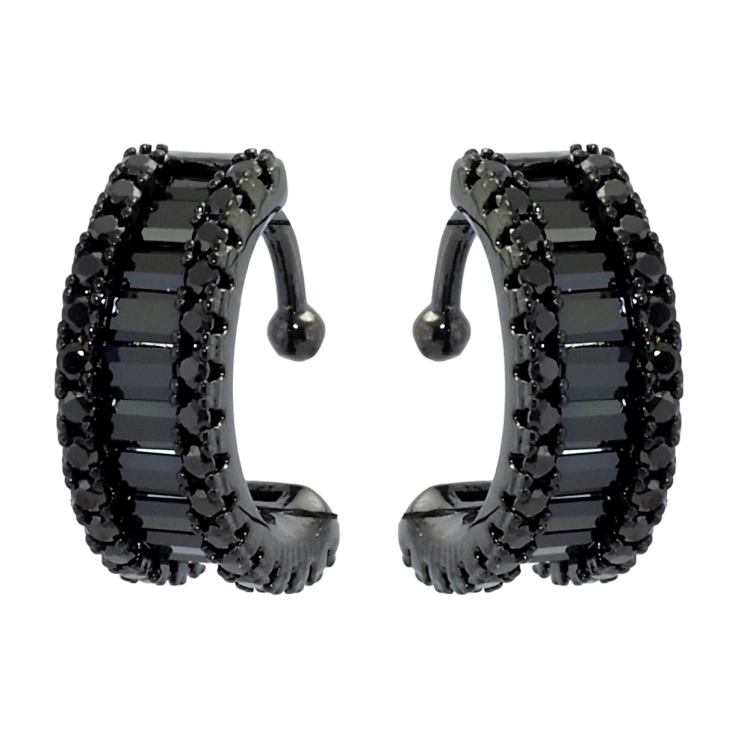 Серьги Xuping Позолота Black (черное золото) каффы Дорожки черного циркония фото №4