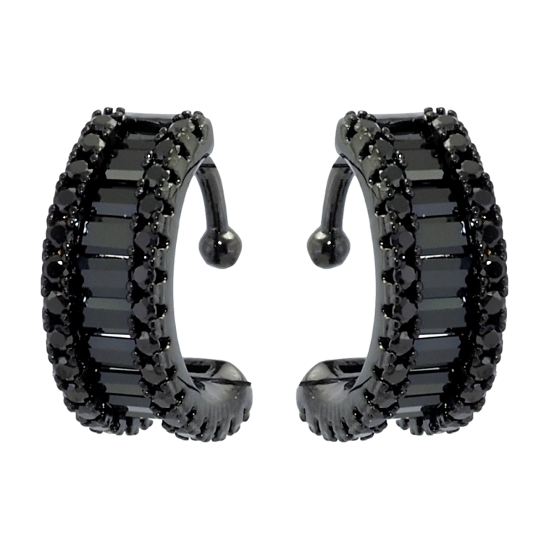 Сережки Xuping Позолота Black (чорне золото) кафи Дорожки чорного цирконію фото №1