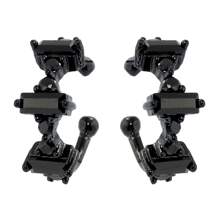 Серьги Xuping Позолота Black (черное золото) каффы Дорожки черного циркония фото №6