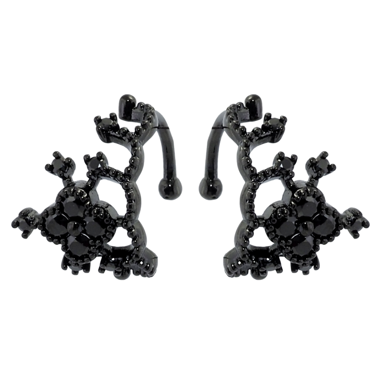 Сережки Xuping Позолота Black (чорне золото) кафи Корона з чорним цирконієм фото №1