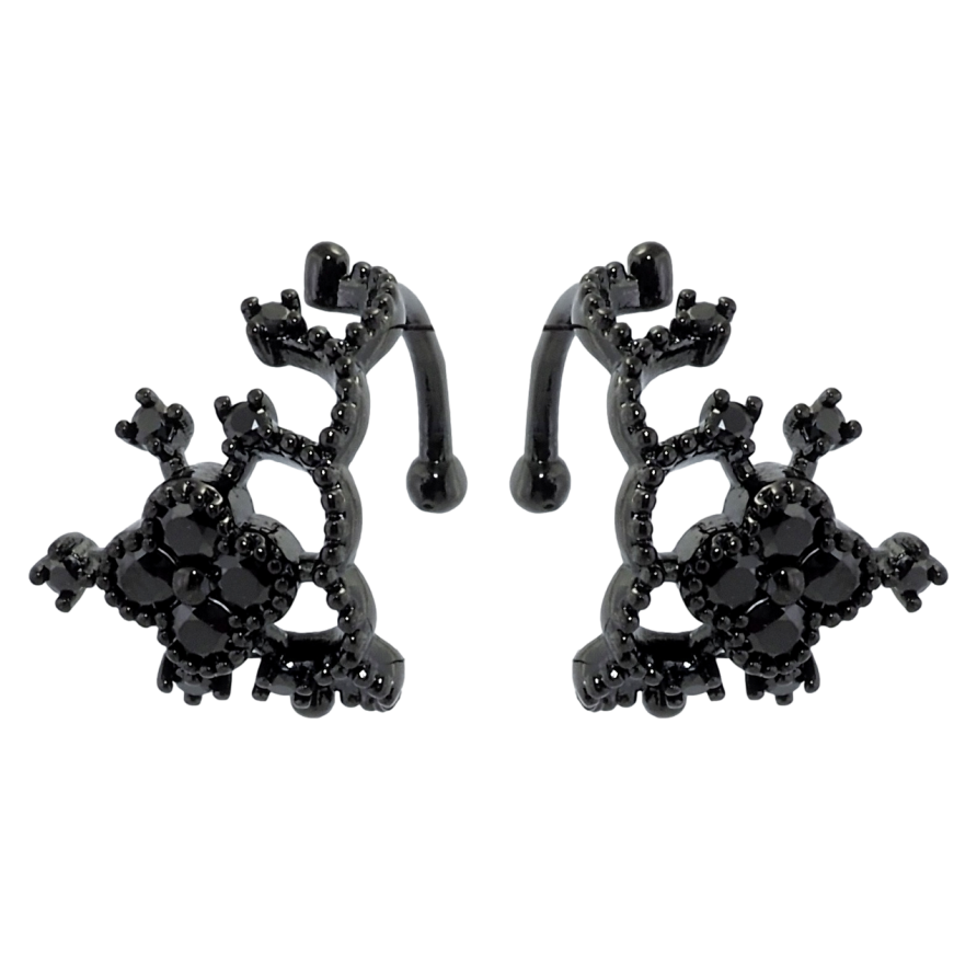 Сережки Xuping Позолота Black (чорне золото) кафи Корона з чорним цирконієм фото №1 Сережки Xuping Позолота Black (чорне золото) кафи Корона з чорним цирконієм фото №1