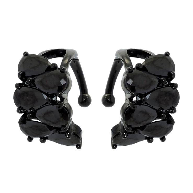 Серьги Xuping Позолота Black (черное золото) каффы Дорожки капелек черного циркония фото №7