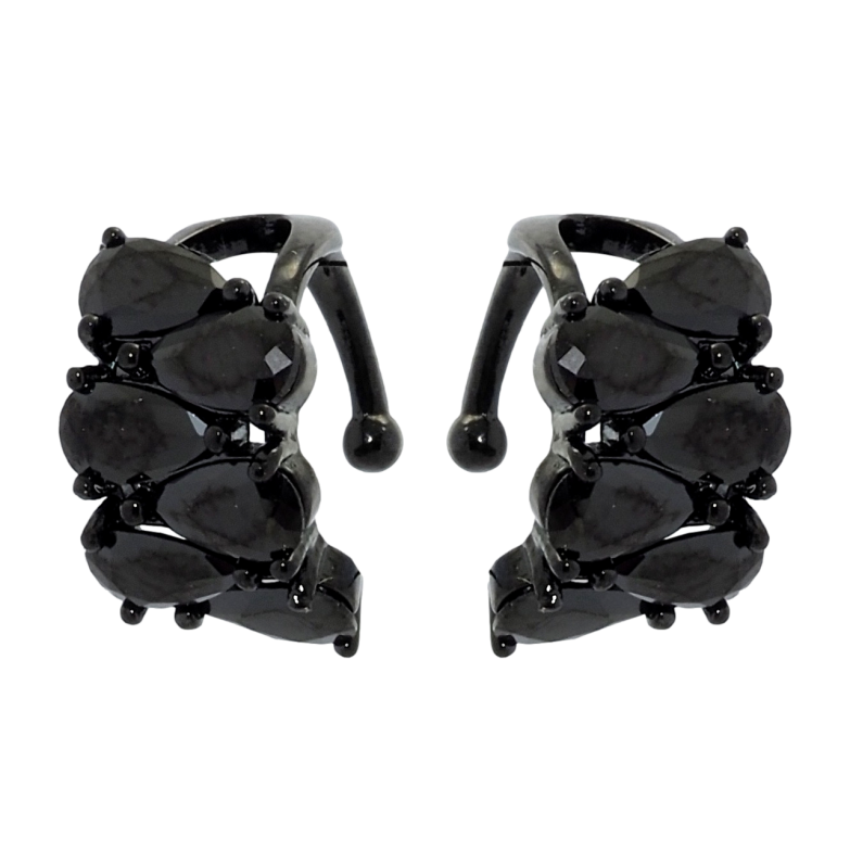 Серьги Xuping Позолота Black (черное золото) каффы Дорожки капелек черного циркония фото №1