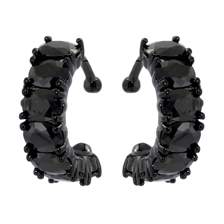 Серьги Xuping Позолота Black (черное золото) каффы Дорожки черного циркония фото №5