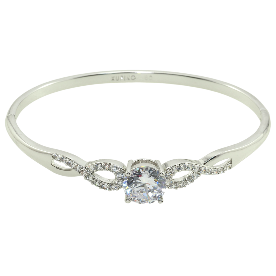 Браслет Xuping Родий Изящный узор с цирконием ø 5,9см фото №1