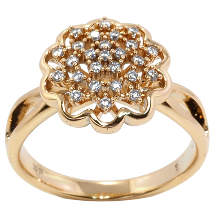 Каблучка Xuping Позолота 18K Квітка з цирконієм фото №4 Каблучка Xuping Позолота 18K Квітка з цирконієм фото №4