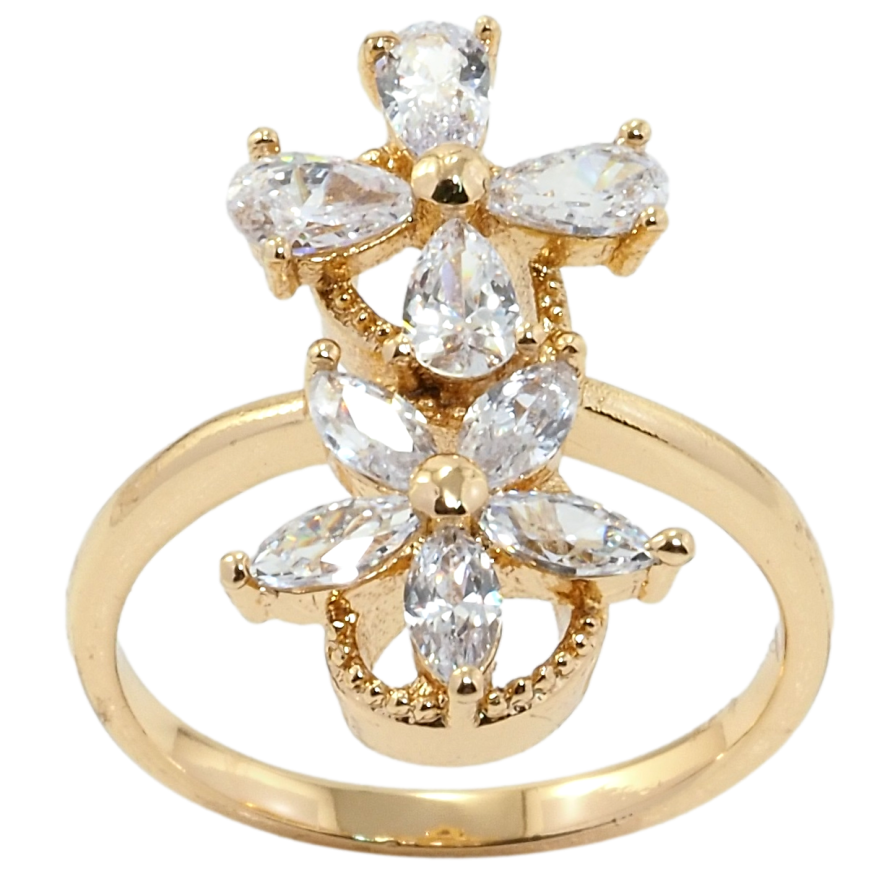 Кольцо Xuping Позолота 18K Кристальные цветочки фото №1 Кольцо Xuping Позолота 18K Кристальные цветочки фото №1