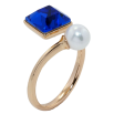 Кольцо Xuping колір 18K с кр-ми Swarovski Кристалл Capri Blue с жемчугом 8х8мм, ø 6мм фото №2 Кольцо Xuping колір 18K с кр-ми Swarovski Кристалл Capri Blue с жемчугом 8х8мм, ø 6мм фото №2