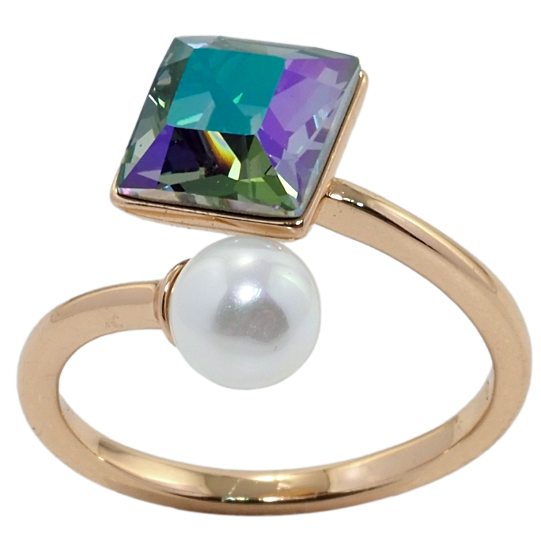 Каблучка Xuping колір 18K з кр-ми Swarovski Кристал Erinite Shimme з перлами фото №1 Каблучка Xuping колір 18K з кр-ми Swarovski Кристал Erinite Shimme з перлами фото №1