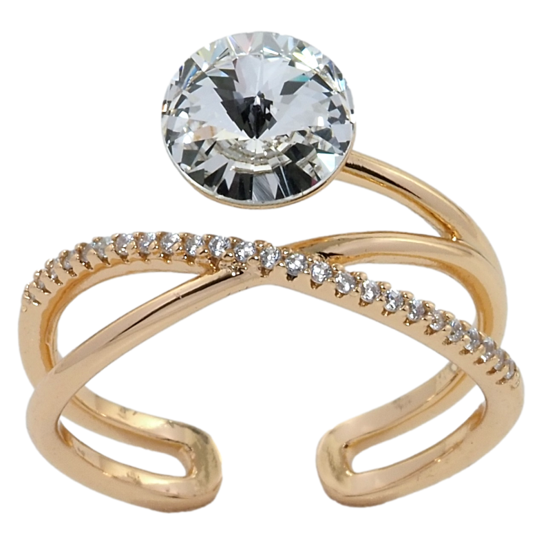 Каблучка Xuping колір 18K з кр-ми Swarovski Кристал Clear фото №3