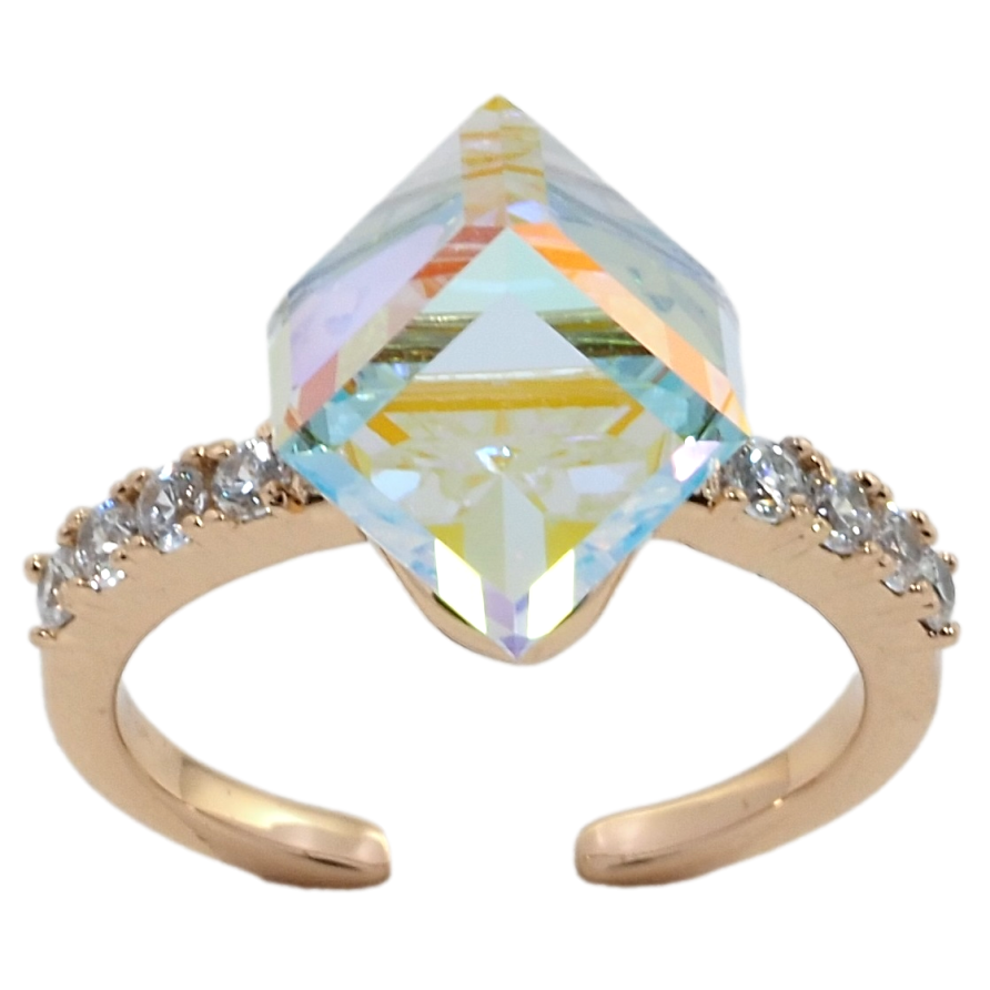 Кольцо Xuping цвет 18K с кр-ми Swarovski Кристальный куб Shimmer фото №1 Кольцо Xuping цвет 18K с кр-ми Swarovski Кристальный куб Shimmer фото №1