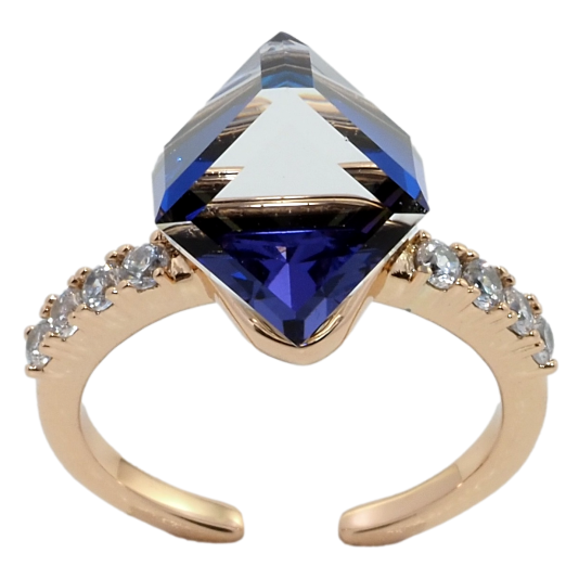 Каблучка Xuping колір 18K з кр-ми Swarovski Кристальний куб Capri Blue фото №1 Каблучка Xuping колір 18K з кр-ми Swarovski Кристальний куб Capri Blue фото №1