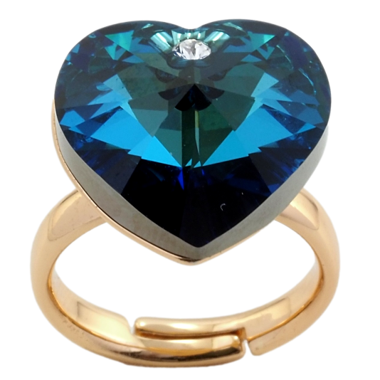 Кольцо Xuping цвет 18K с кр-ми Swarovski Кристальное сердце Metallic Blue фото №1 Кольцо Xuping цвет 18K с кр-ми Swarovski Кристальное сердце Metallic Blue фото №1