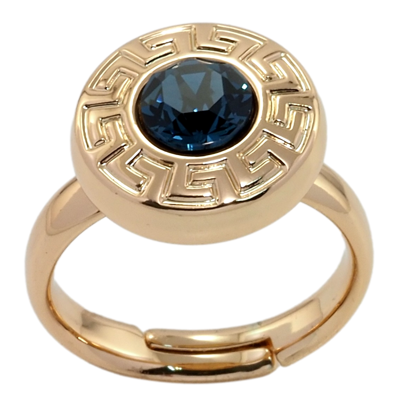 Каблучка Xuping колір 18K з кр-ми Swarovski Кристал Montana з грецьким візерунком фото №1