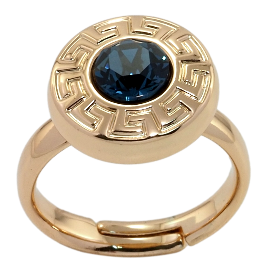 Каблучка Xuping колір 18K з кр-ми Swarovski Кристал Montana з грецьким візерунком фото №1