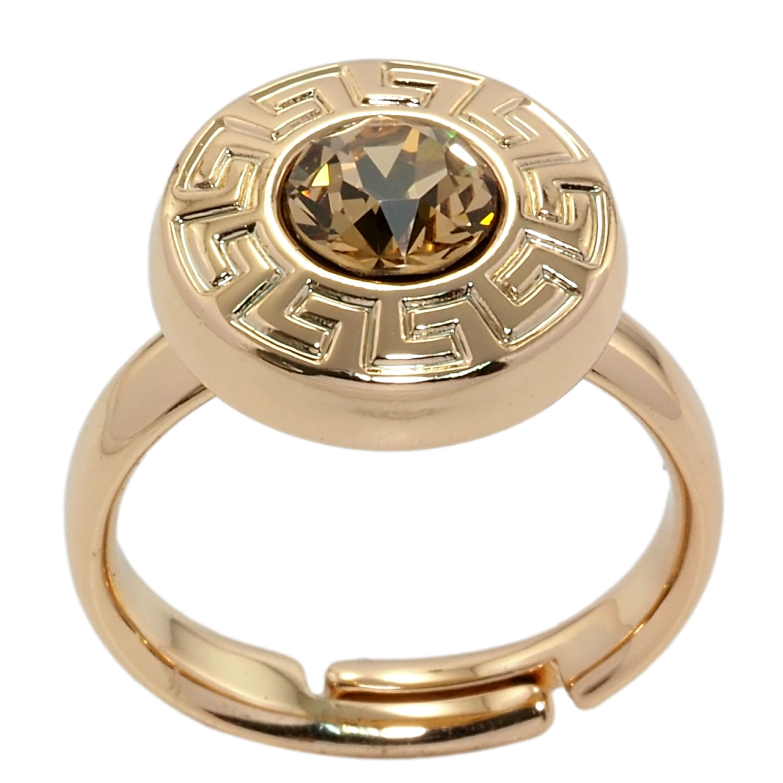 Кольцо Xuping цвет 18K с кр-ми Swarovski Кристалл Light Colorado Topaz с греческим узором фото №1 Кольцо Xuping цвет 18K с кр-ми Swarovski Кристалл Light Colorado Topaz с греческим узором фото №1