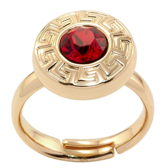 Кольцо Xuping цвет 18K с кр-ми Swarovski Кристалл Light Siam с греческим узором фото №1 Кольцо Xuping цвет 18K с кр-ми Swarovski Кристалл Light Siam с греческим узором фото №1