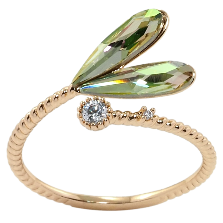 Кольцо Xuping цвет 18K с кр-ми Swarovski Сердце из кристаллов Chrysolite фото №6