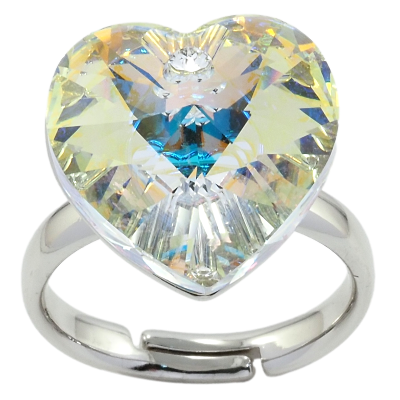 Каблучка Xuping колір Родій з кр-ми Swarovski Кристальне серце Shimmer фото №1 Каблучка Xuping колір Родій з кр-ми Swarovski Кристальне серце Shimmer фото №1