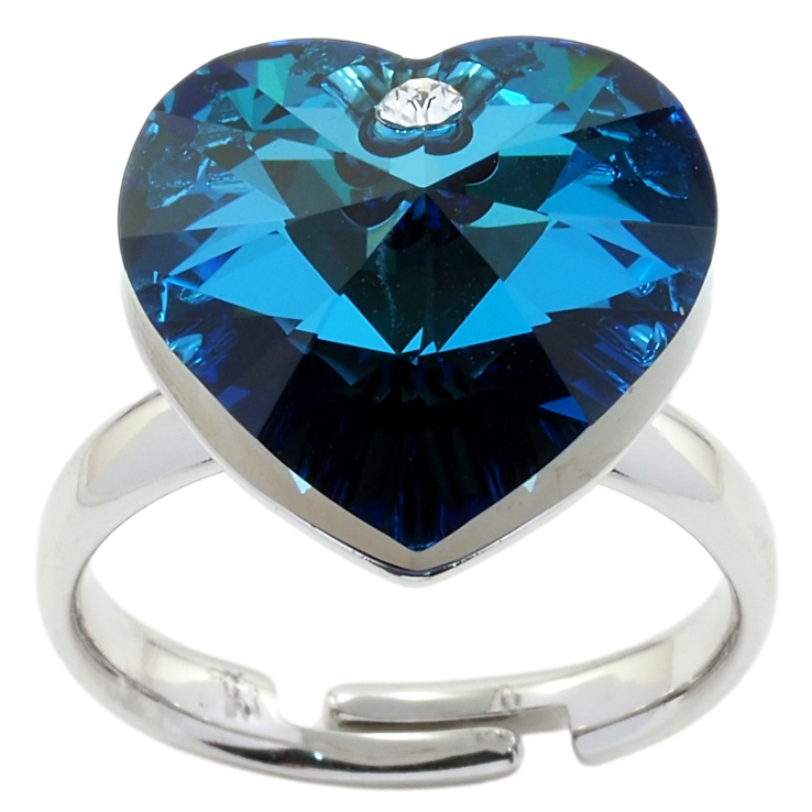 Кольцо Xuping цвет Родий с кр-ми Swarovski Кристальное сердце Metallic Blue фото №3 Кольцо Xuping цвет Родий с кр-ми Swarovski Кристальное сердце Metallic Blue фото №3