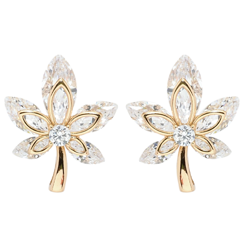 Серьги Xuping QQMM Позолота 18K пусеты Кристальные листочки фото №1