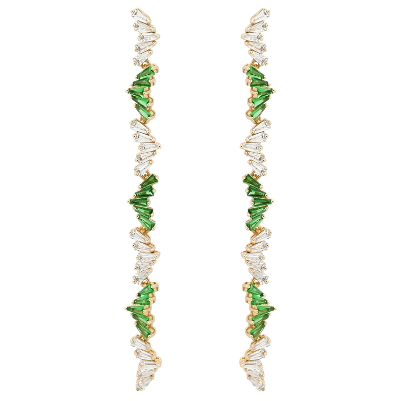 Сережки Xuping QQMM Позолота 18K пусети Підвіски з білих та зелених фіанітів фото №1 Сережки Xuping QQMM Позолота 18K пусети Підвіски з білих та зелених фіанітів фото №1