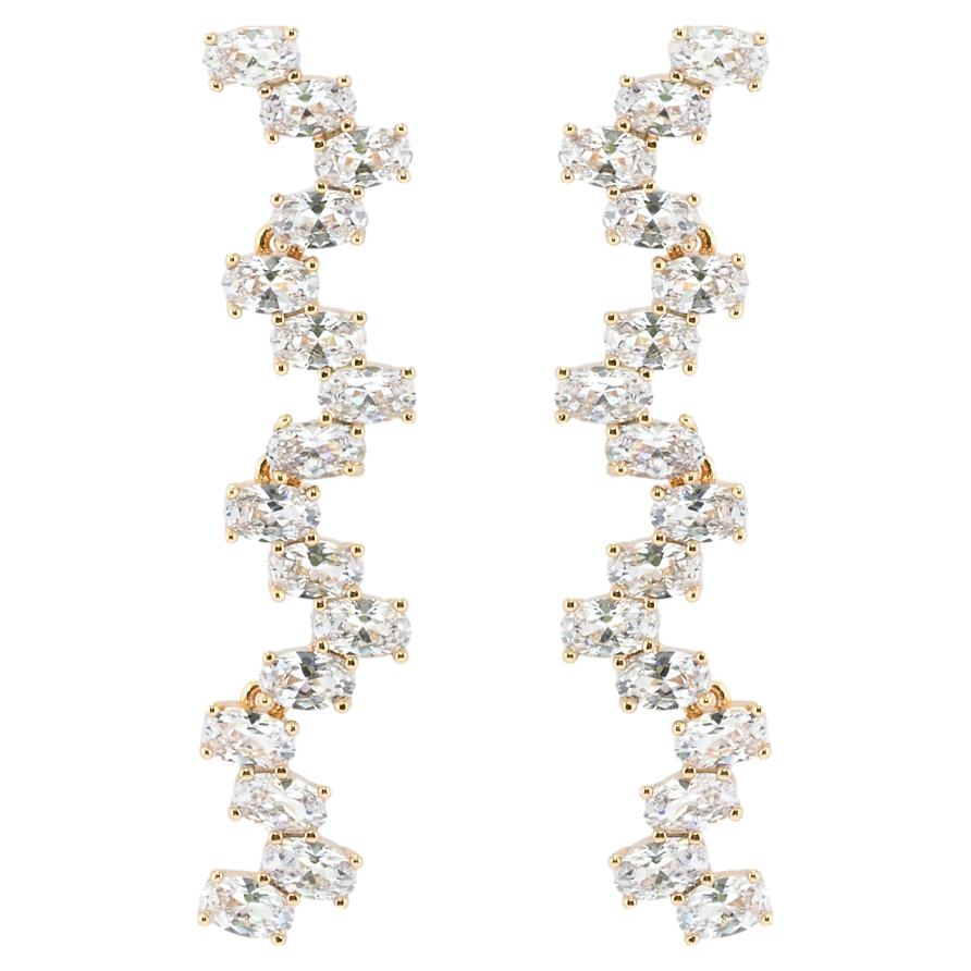 Серьги Xuping QQMM Позолота 18K пусеты Подвески зигзаги из белых фианитов фото №1 Серьги Xuping QQMM Позолота 18K пусеты Подвески зигзаги из белых фианитов фото №1