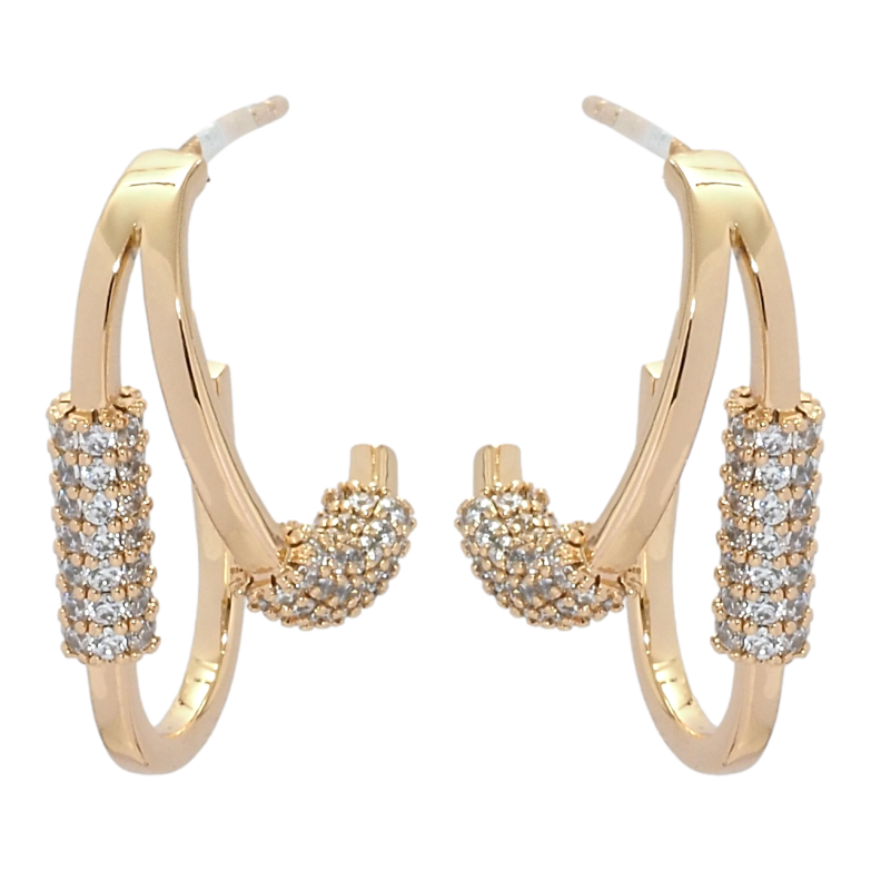 Сережки Xuping QQMM Позолота 18K пусети Декоративні петельки з цирконієм фото №1 Сережки Xuping QQMM Позолота 18K пусети Декоративні петельки з цирконієм фото №1