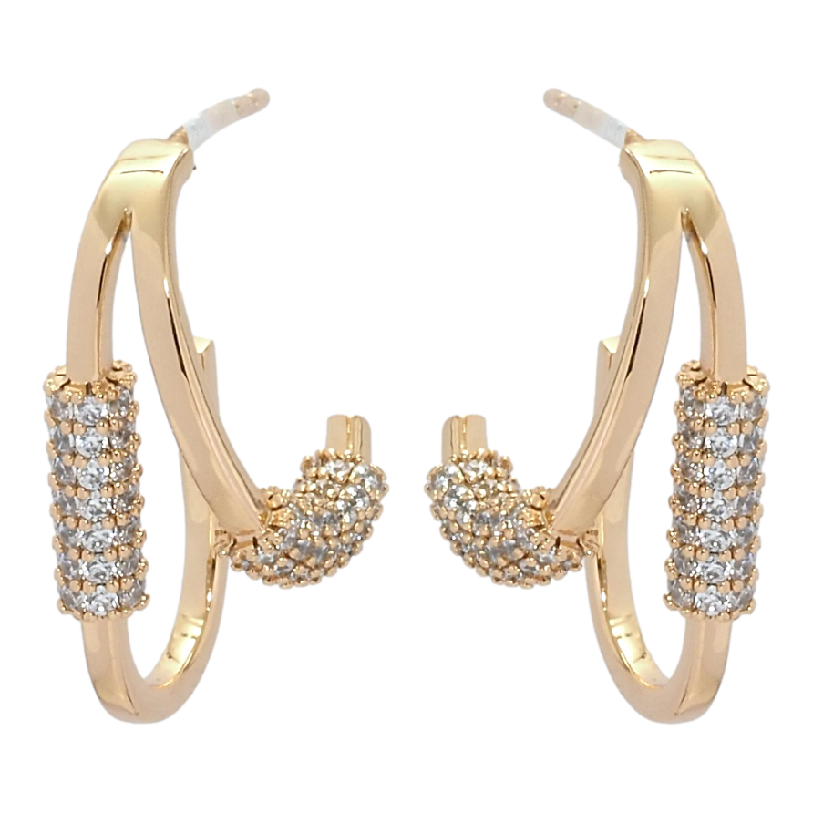 Сережки Xuping QQMM Позолота 18K пусети Декоративні петельки з цирконієм фото №1 Сережки Xuping QQMM Позолота 18K пусети Декоративні петельки з цирконієм фото №1