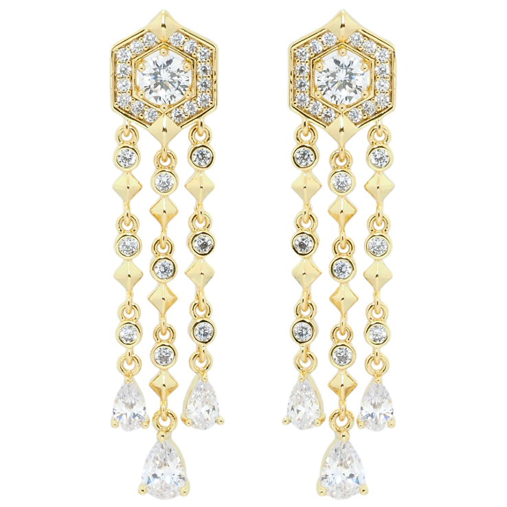 Сережки Xuping QQMM Позолота 14K пусети Декоративні підвіски з цирконієм фото №17