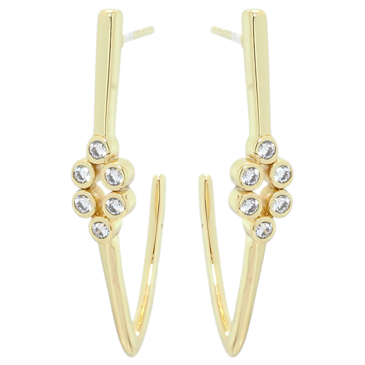 Сережки Xuping QQMM Позолота 14K пусети Скоби з цирконієм фото №5