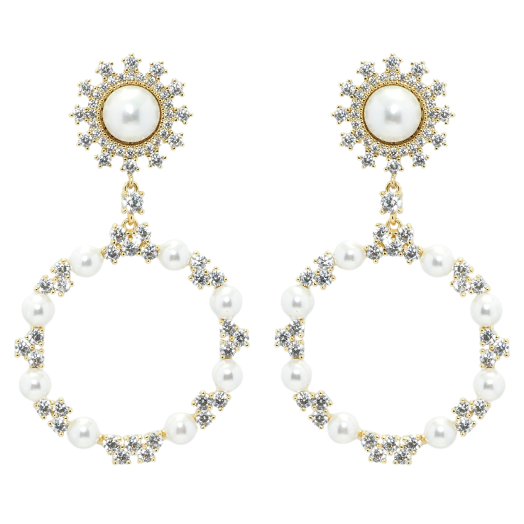 Сережки Xuping QQMM Позолота 14K пусети Підвіски кільця з цирконієм та перлинами фото №23 Сережки Xuping QQMM Позолота 14K пусети Підвіски кільця з цирконієм та перлинами фото №23