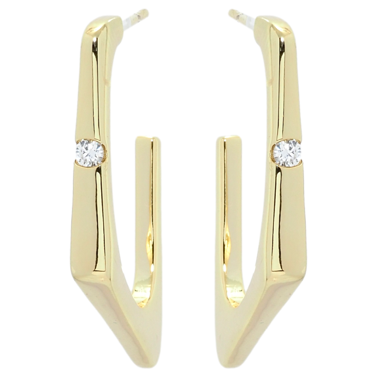 Сережки Xuping QQMM Позолота 14K пусети Скоби фігурні з цирконієм фото №4