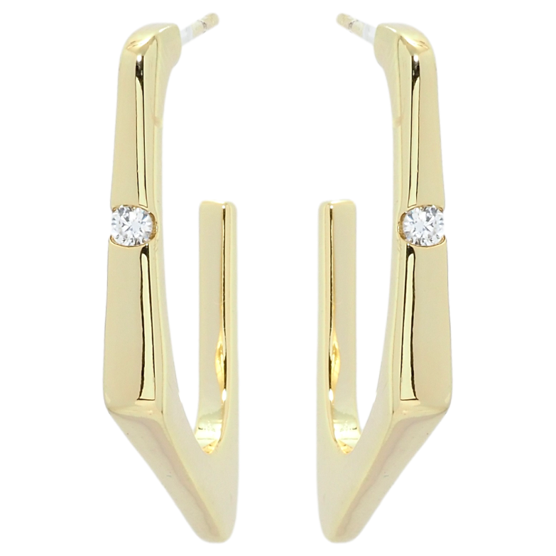 Сережки Xuping QQMM Позолота 14K пусети Скоби фігурні з цирконієм фото №1