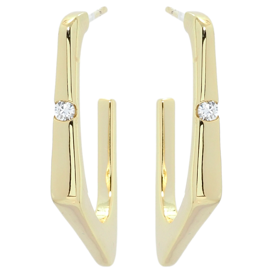 Серьги Xuping QQMM Позолота 14K пусеты Скобы фигурные с цирконием фото №1 Серьги Xuping QQMM Позолота 14K пусеты Скобы фигурные с цирконием фото №1