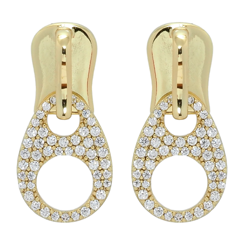 Сережки Xuping QQMM Позолота 14K пусети Бігунки з цирконієм фото №1 Сережки Xuping QQMM Позолота 14K пусети Бігунки з цирконієм фото №1